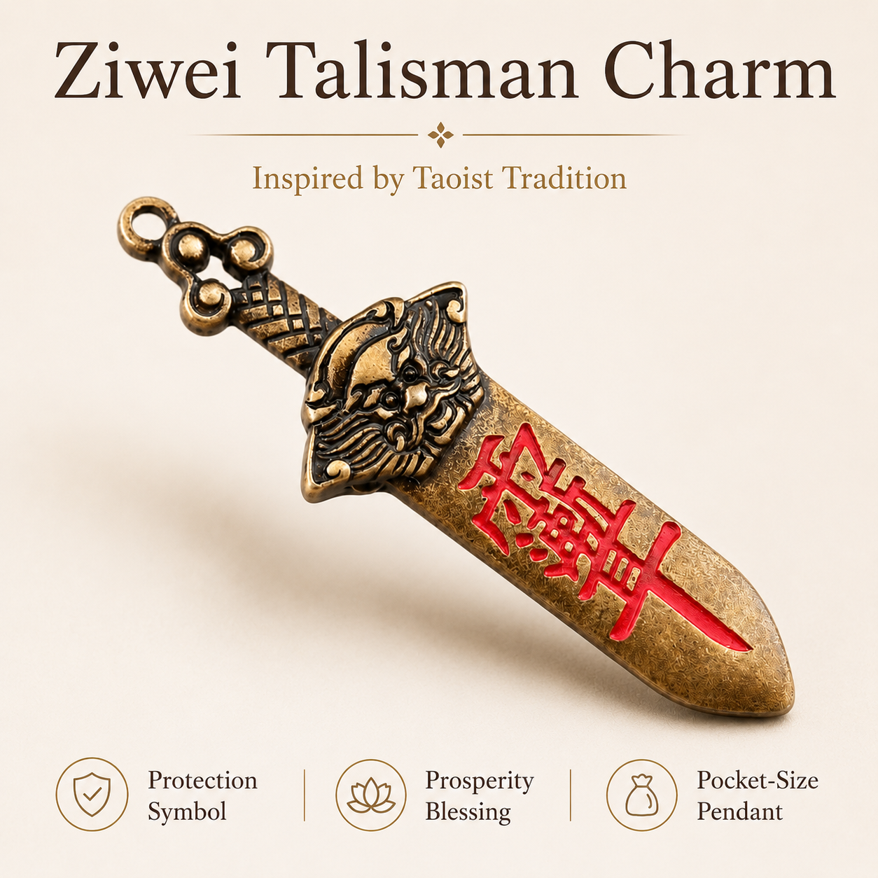 Seven Star Sword pendant lifestyle – carried on keys as daily protection charm