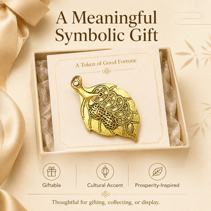 Gold leaf charm in embroidered velvet gift bag – DaoCharm premium packaging