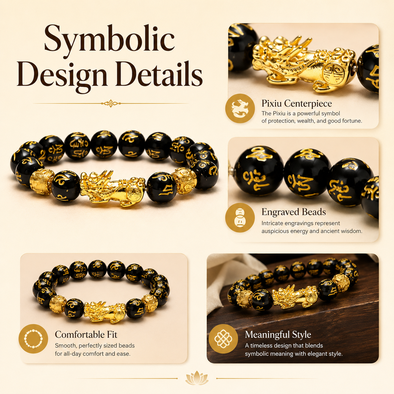 Pixiu Wealth Bracelet being worn – Eastern feng shui good fortune jewelry