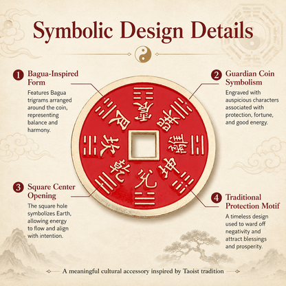 Taoist Bagua Protection Coin back view – traditional Taoist protective symbolism