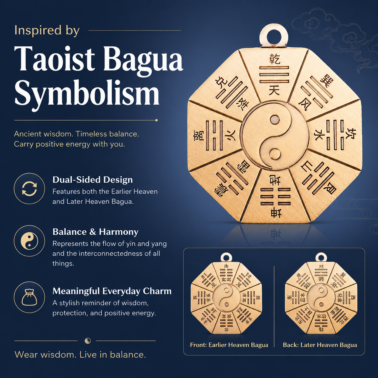 Taoist Bagua Harmony Charm lifestyle – yin yang protection pendant on keys