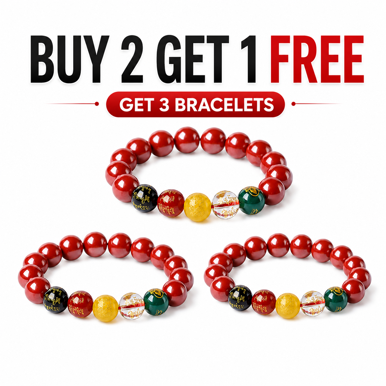 Five Wealth Gods Pixiu Bracelet – Red Feng Shui Prosperity Bracelet