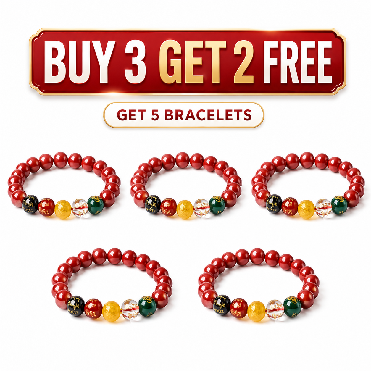 Five Wealth Gods Pixiu Bracelet – Red Feng Shui Prosperity Bracelet