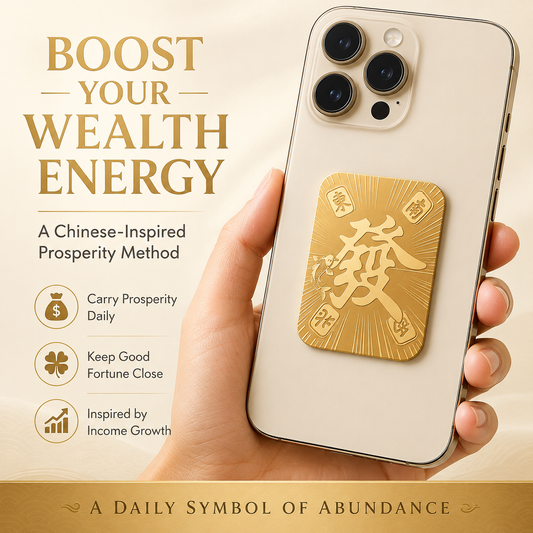 Wealth System Phone Sticker – Gold Prosperity Charm for Phone, Tablet & Laptop