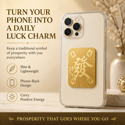 Wealth System Phone Sticker – Gold Prosperity Charm for Phone, Tablet & Laptop