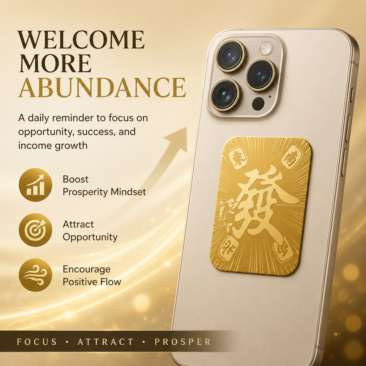 Wealth System Phone Sticker – Gold Prosperity Charm for Phone, Tablet & Laptop