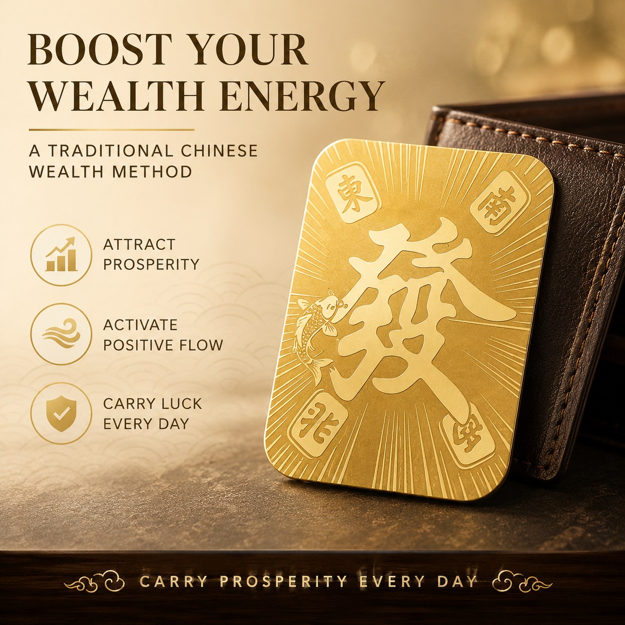 Wealth System Phone Sticker – Gold Prosperity Charm for Phone, Tablet & Laptop