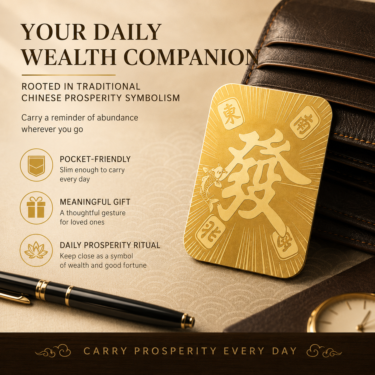 Wealth System Phone Sticker – Gold Prosperity Charm for Phone, Tablet & Laptop