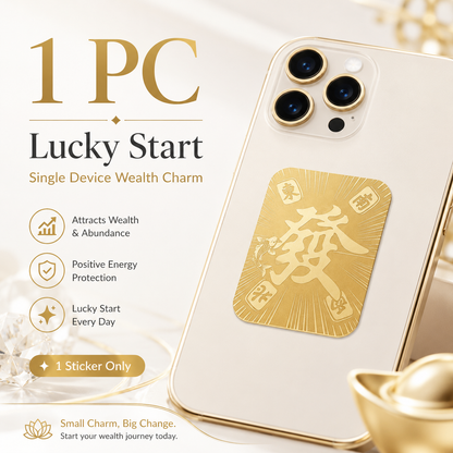 Wealth System Phone Sticker – Gold Prosperity Charm for Phone, Tablet & Laptop